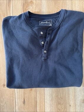 Eddie Bauer Navy Blue Henley Long-Sleeve Shirt Tall-XL